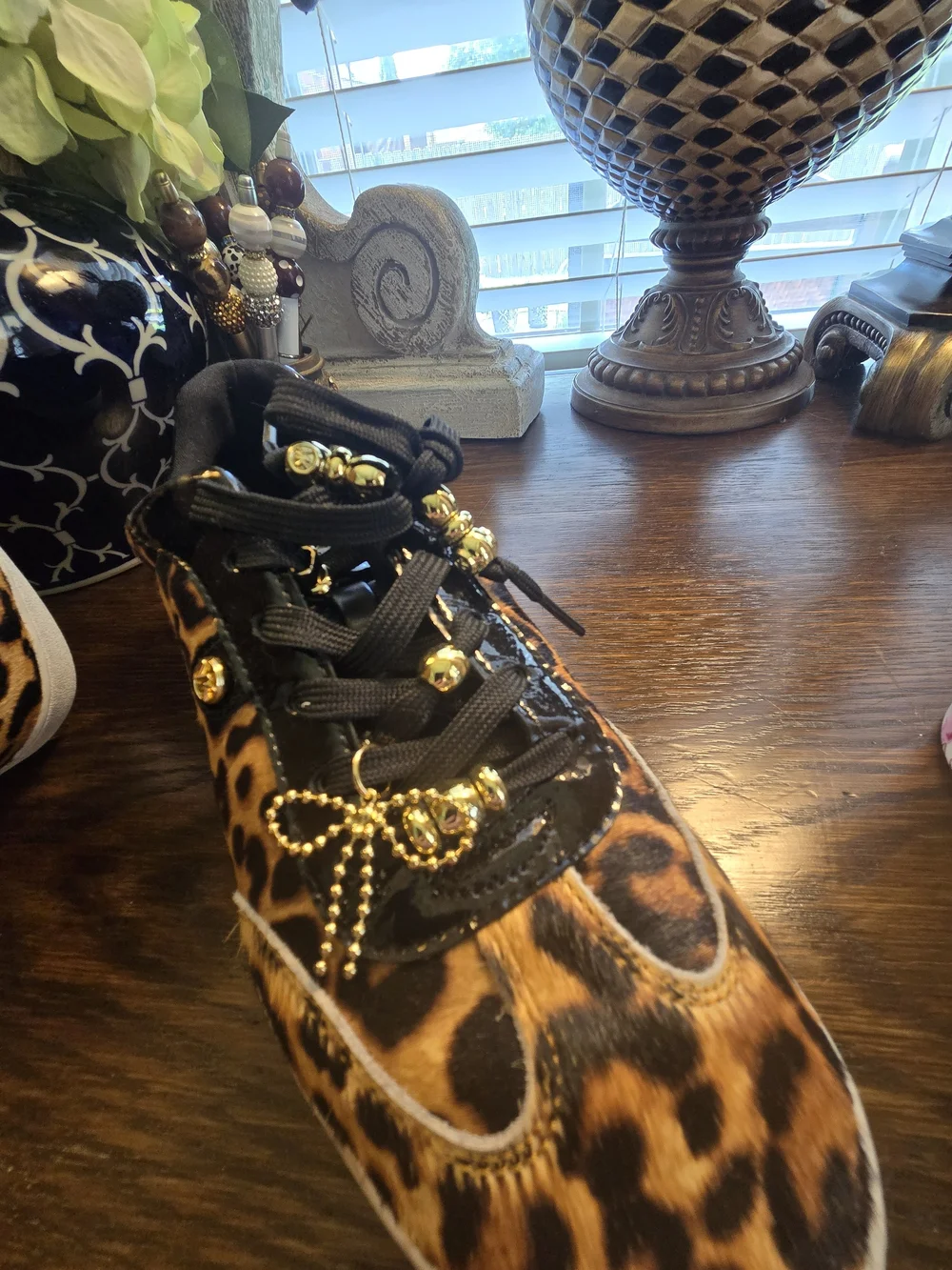 Michael Kors Black and Brown Leopard Print Sneaker